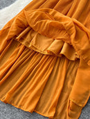Women Summer Skirt Sets New Fashionable Three-dimensional Flower Short Sleeved Chiffon Top Pleated Skirt Two-piece Set C111