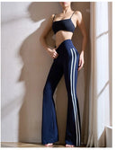 Women Yoga Flare Leggings Fitness Push Up High Waist Wide Leg Pants Gym Elastic Tights Exercise Sport Pants Bell Bottomed
