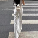 Korean Fashion High Waist White Jeans for Women Streetwear Slimming Micro Flared Denim Pants Woman Vintage Loose Trousers Female