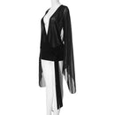 Vestido Mini de Renda com Decote Quadrado e Manga Bufante - Estilo Vintage