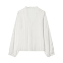 Women Shirt 2025 New Fashion Autumn Long Sleeve Layered Decorative Blouse for Women Casual Chic V-neck Ladies Top