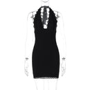 Vestido Curto Feminino com Renda Patchwork e Amarrão - Sexy Costas Abertas Quadril Marcado Festa 2026
