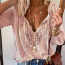 2026 Women's Fashion Solid Color Lace Long Sleeve Shirt Loose Slim Fit Versatile Elegant Office Commute Casual Pullover Blouse