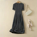 Pleated dress, women's waist collection, short sleeved floral long skirt, elegant 2026 summer new style DRESS