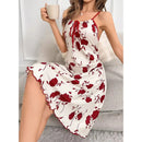 Vestido Slip Feminino Floral Canelado com Alças Finas - Loungewear Verão