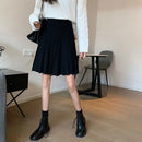 Knitted Pleated Skirts Women Above Knee Solid Casual Autumn All-match Design College Jupe Femme Korean Style High Waist Elegant