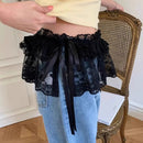 Lace Mini Skirts Women Elegant Sweet Lolita Short Skirts High Waist Y2k Streetwear Ruffle Skirts Lace Trim Butt Curtain Skirt