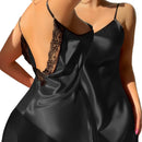 Camisola Feminina Sexy de Cetim com Renda e Alças - Lingerie Costas Abertas Loungewear Noite