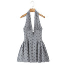 Vestido Feminino Branco com Renda Bordada e Halter - Sem Manga Costas Abertas Sexy Linha A Festa 2025