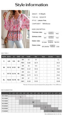 Boho lnspired Pink Floral Blouse Women V-neck Tassel Long Sleeve Bohemian Women Tops New Summer Fashion  Blouse Shirt For Women
