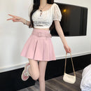 Pleated Mini Skirts Women High Waisted Aesthetic Preppy All-match Summer Kawaii Clothes Cute Korean Fashion Мини Юбки Girls Pure