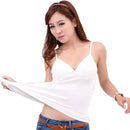 Sexy Women Crop tops Padded spaghetti strap Tank Top Women  built in bra off shoulder Camisole Seamless Tank Lingerie Underwear