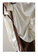 Women's Oversized Long Sleeve Blouse 2026 Summer New Arrival Tie Neck Shirt Loose Fit Office Elegant Fashion