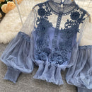 lace puff long sleeve blouse vintage fashion blouses elegant femme blusas korean woman tops women shirts clothing dropshipping