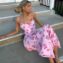 Vestido Longo Feminino Floral com Alças Finas - Sexy Club Y2K