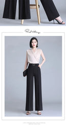 High Waist Wide Leg Pants Women Spring Autumn New Drop Feel Relaxed Straight Suit Pants Fashion Wild Casual Trousers White Black