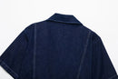 Women Casual Navy Blue Denim Shorts Set V-neck Short Sleeves Cropped Shirt High Waist Solid Color Shorts Skirt Female Suits