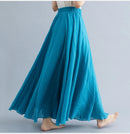Boho Cotton Linen Beach Long Skirt Women Vintage Casual Solid A-line High Waist Dance Floor-Length Maxi Skirt Spring Summer New