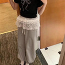 Lace Mini Skirts Women Elegant Sweet Lolita Short Skirts High Waist Y2k Streetwear Ruffle Skirts Lace Trim Butt Curtain Skirt