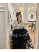 Elegant Multi-Layered Tulle Skirt Long Dress Women's Autumn Winter High Waist Cake Skirt Style Slimming Elegant Midi Skirt