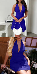 Vestido Mini Feminino Sexy com Halter e Amarrão - Bodycon Sem Manga Costas Abertas Festa Clube 2026