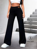 Womens High Waisted Straight Leg Pants Stretchy Black Solid Commuting Trousers Color Elegant And Essential For Office Wear Jeans