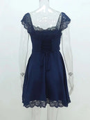 Vestido Mini Feminino Preto com Renda e Costas Abertas - Sexy Festa Aniversário Noite