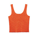 Knitted Sequined Crop Top Women Casual Slim Fit Square Collar Sleeveless Backless Bodycon Vest New Fashionable Ladies Basic Tops