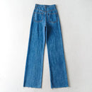 Women's High Waist Jeans 2025 Spring Fall Relaxed Straight Leg Raw Hem Floor-Length Vintage Inspired Daily Uniform