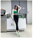 New Women's High Waist Stretch Jeans Blue Black Gray Fashionable and Versatile Multi-button Popular Slim Denim Long Pants Female