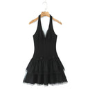 Vestido Feminino Branco com Renda Bordada e Halter - Sem Manga Costas Abertas Sexy Linha A Festa 2025
