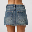 Vintage Denim Mini Skirts for Women Summer Fashion High Waist Straigth Short Faldas Casual Streetwear Classic Jean Skirt