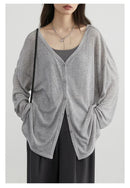 Women's Cardigan New V-neck Long Sleeved Female Shirt Female Jumpers Sun Protection Woman Top Spring Summer Knitted Cardigan