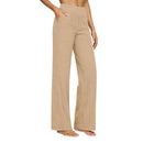 Elegant Women Pants Wide Leg High Rise Work Trousers with Side Pockets Pure Color Summer Pants Casual Business Office Wear