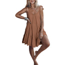 Vestido Mini Feminino Boho de Algodão com Alças e Amarrão - Casual Praia Verão