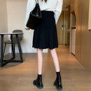 Knitted Pleated Skirts Women Above Knee Solid Casual Autumn All-match Design College Jupe Femme Korean Style High Waist Elegant