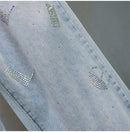 High waisted Jeans For Summer 2025 New Loose Elastic waist Hot pressed Diamond Pants Women's Casual Denim Trousers
