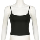 Sexy Spaghetti Strap Tank Tops Fashion Women White Solid Basic Sleeveless Y2K All-Match Crop Top Casual Streetwear Harajuku Tees