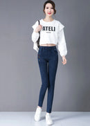 Oversize High Waist Stretch Jeans Black Autumn Women Slim Skinny Trousers Fashion Embroidery Female Winter Casual Denim Pants