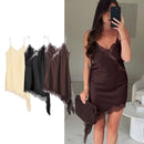 Vestido Mini Feminino com Renda e Poa - Halter Sexy Costas Abertas Verão 2025