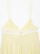 Vestido Curto Feminino Amarelo Chic com Alças e Renda - Sexy Cor Sólida Costas Abertas Praia Férias 2026