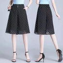 High Waist Wide Leg Pants Women Summer Loose Thin Chiffon Five-Quarter Length Anti-Light Skirt Trendy Casual Trousers