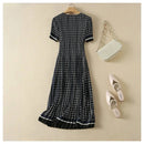 Pleated dress, women's waist collection, short sleeved floral long skirt, elegant 2026 summer new style DRESS