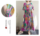 Boho Long Skirt Cotton Linen ort Sve round Ne fiti Flower plus Size Women Casual Summer Dr A-Line Skirt