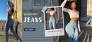 Women's Mid-Waisted Skinny Jeans Slim Fit Hip Lifter Pencil Pants Versatile Wash Trousers Stretchy Pant Streetwear Fashion Style