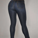 Women High Waist Elastic Slim Fit Skinny Jeans Lady Vintage Button Pencil Long Pants Narrow Straight Wrap Hips Casual Trousers