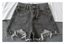 Denim Shorts Women High Waist Slender Korean Fashion Summer Frayed Buttons Zipper Tassel Loose Solid All-match Streetwear Chic