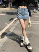 Saia Jeans Feminina Mini com Cintura Alta Slim - Coreana Cute Verão