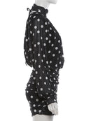 Vestido Bodycon Feminino de Gola Alta com Poa e Mesh - Elegante Escritório Festa