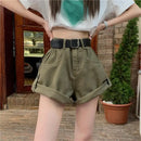Denim Shorts Women High Waist Summer Solid All-match Hotsweet Loose Casual Rolled Edge Korean Style Chic Streetwear Ins Popular